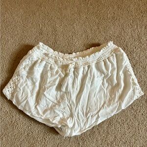 Women's White Lace Trim Shorts